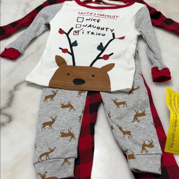 Chick pea Pajama Set Kids size 18 months Red and Gray Reindeer Pajama Set - Picture 2 of 9